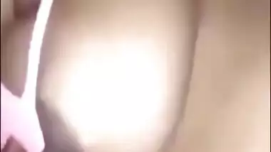 She giving handjob and he playing with her boobs