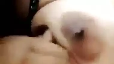 Hot girl playing with sexy boobs