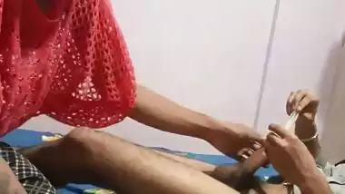 Two guys ass fucks a hot shemale in Indian gay porn