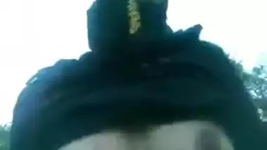 Asian desi girl outdoor flashing