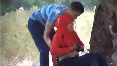 Arab couple smooch and boob press outdoor