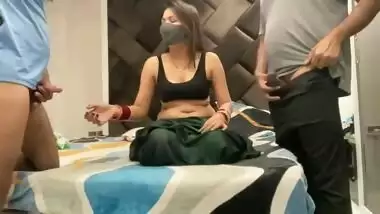 Desi Bhabhi Threesome with 2 Men on webcam