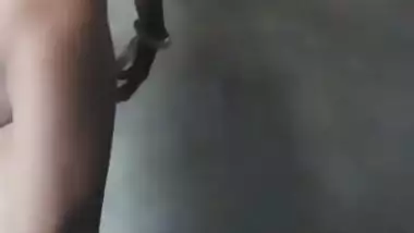 Cute village girl bathing