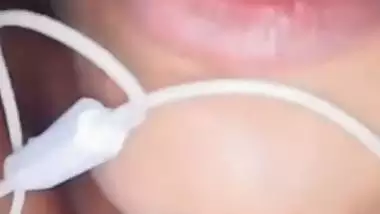 Girlfriend cute boobs showing on video call at night