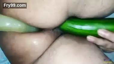 Anal Dp from ass to pussy with Cucumber