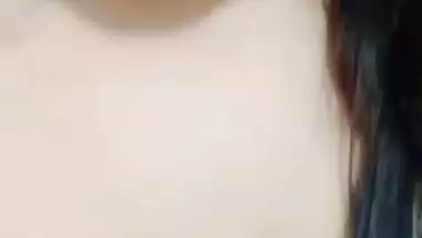 Gorgeous girlfriend naked boobs show selfie for lover