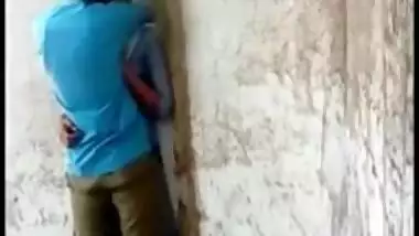 Indian cutie caught kissed by lover outdoor in hot Desi mms video