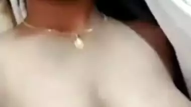 Sexy Indian wife opens big XXX hooters with dark nipples on amateur cam