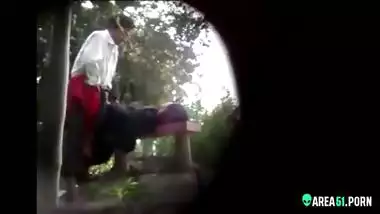 Kinky school girl fucked with BF outdoor bench In park. Desi voyeur сaught on mms