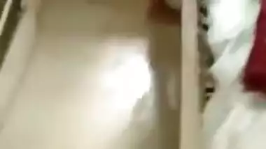 After sex Desi goes to the bathroom to wash her main XXX parts